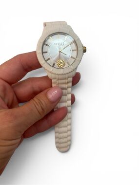 Versus Versace Cream and Gold Silicone Watch